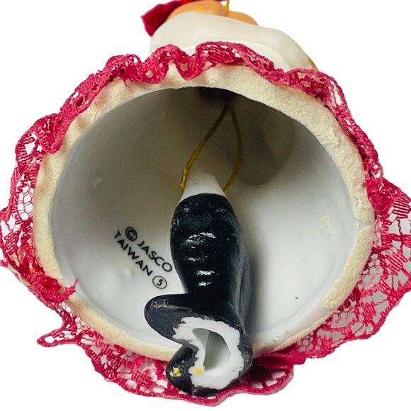 Porcelain Christmas Ornament Girl Holding Candle Bell Jasco Vintage - Picture 5 of 10